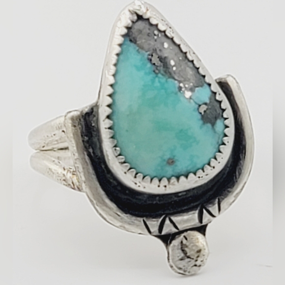 TURQUOISE BOHEMIAN CHIC STYLE HANDMADE IN STERLING SILVER METAL Sz 9 - Picture 2 of 7